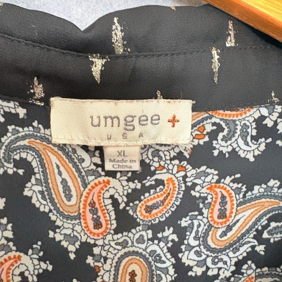 Umgee Tunic Dress Sz XL Sheer Paisley Boho Peasant Artsy Ruffle Hem Balloon Slv - Picture 8 of 9